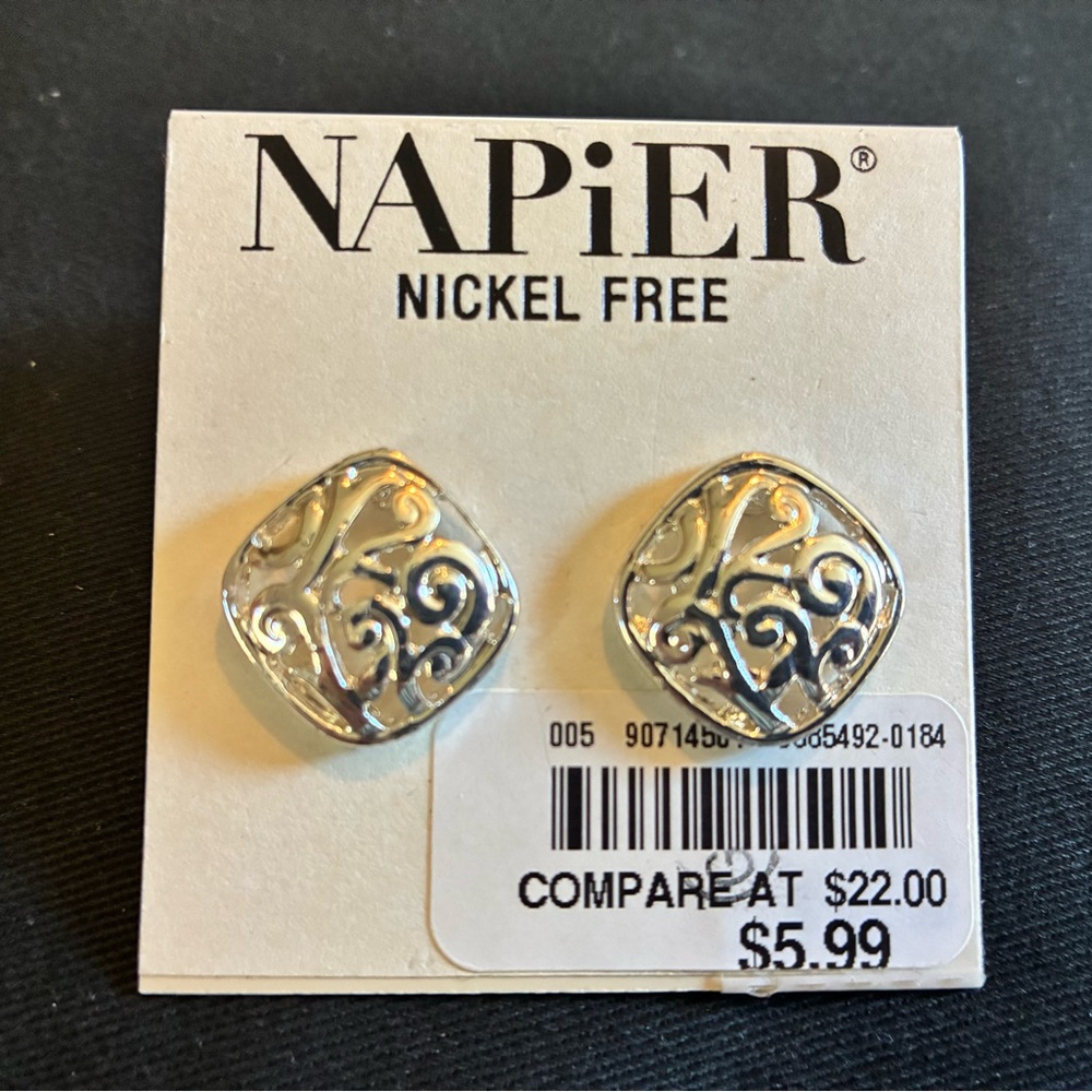 Napier Silver Tone Swirl Earrings